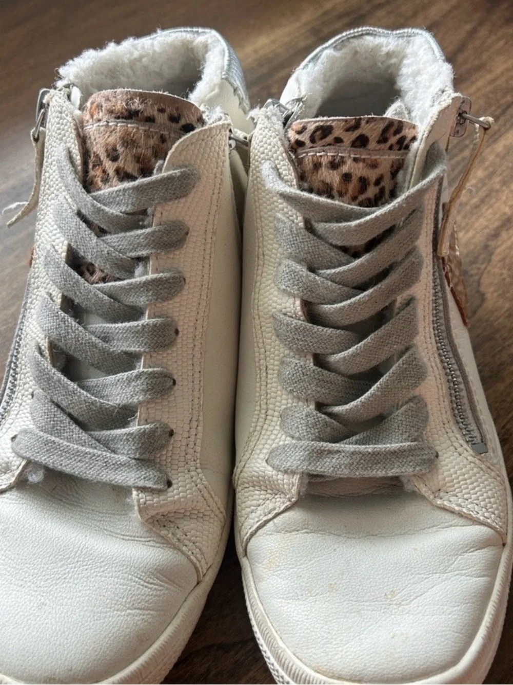 Dolce Vita White High-Top Sneakers with Rose Gold Accent